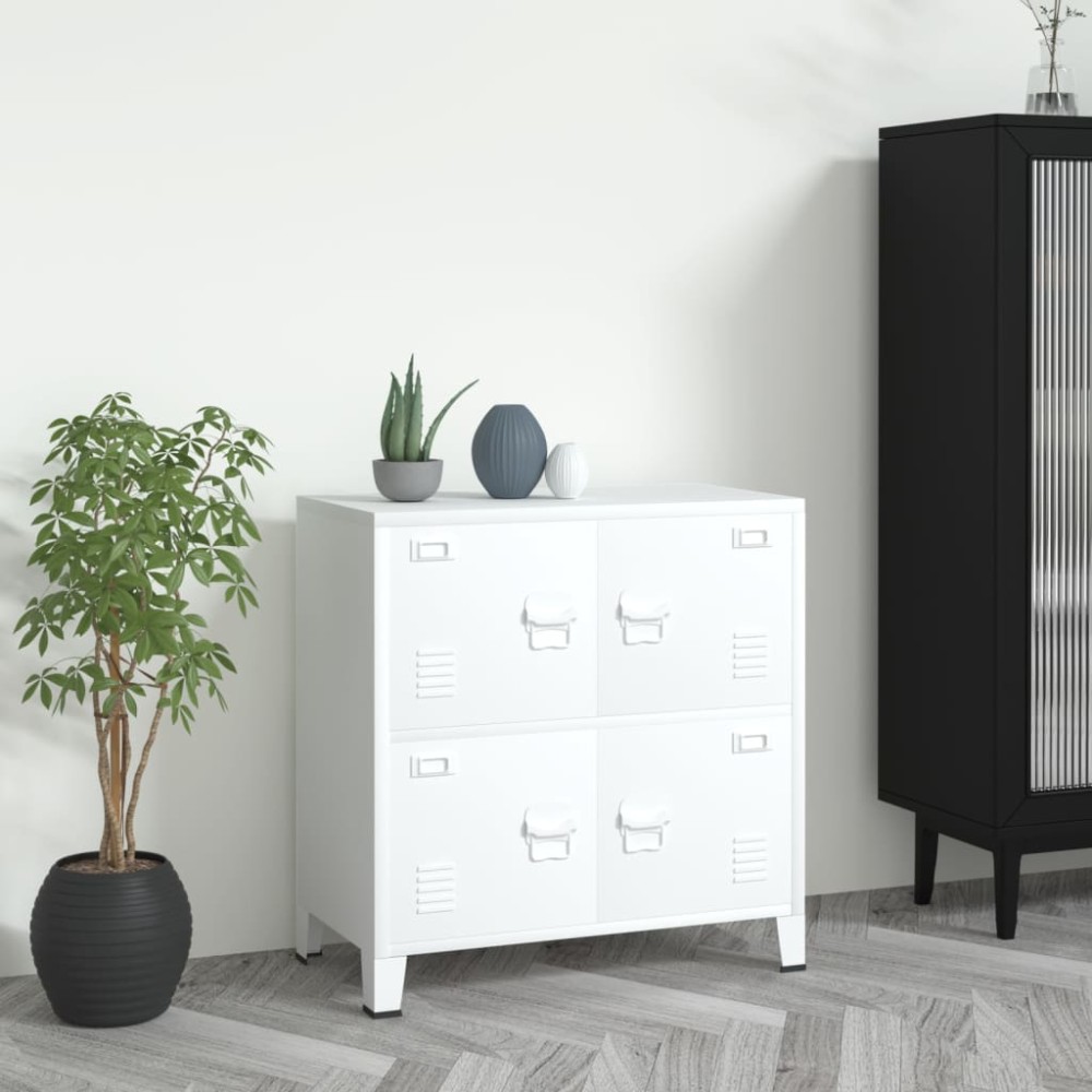 vidaXL Αρχειοθήκη Βιομηχανικού Στιλ Λευκή 75x40x80cm Ατσάλινη 1 τεμ.