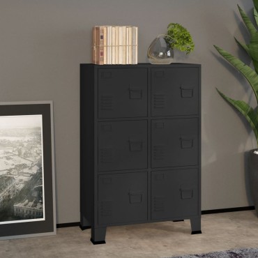 vidaXL Αρχειοθήκη Βιομηχανικού Στιλ Μαύρη 75x40x115cm Ατσάλινη 1 τεμ.