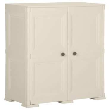 vidaXL Πλαστικό Ντουλάπι Κρεμ Ανοιχτό 79x43x85,5cm με Σχέδιο Ξύλου 1 τεμ.