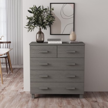 vidaXL Συρταριέρα HAMAR Αν. Γκρι 79x40x80cm από Μασίφ Ξύλο Πεύκου 1 τεμ.