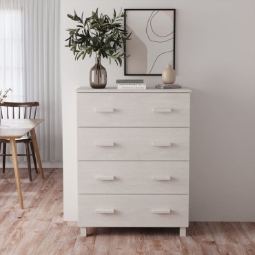 vidaXL Συρταριέρα HAMAR Λευκή 79x40x103,5cm από Μασίφ Ξύλο Πεύκου 1 τεμ.