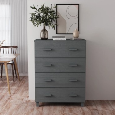 vidaXL Συρταριέρα HAMAR Σκ.. Γκρι 79x40x103,5cm από Μασίφ Ξύλο Πεύκου 1 τεμ.