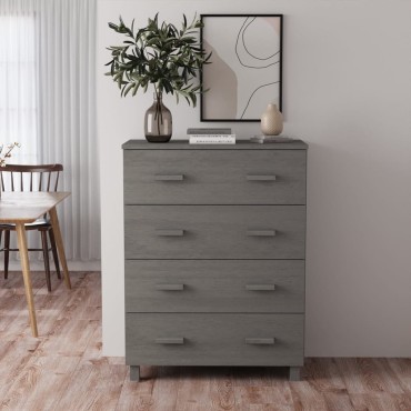 vidaXL Συρταριέρα HAMAR Αν. Γκρι 79x40x103,5cm από Μασίφ Ξύλο Πεύκου 1 τεμ.