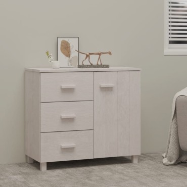 vidaXL Συρταριέρα HAMAR Λευκή 90x40x80cm Μασίφ Ξύλο Πεύκου 1 τεμ.
