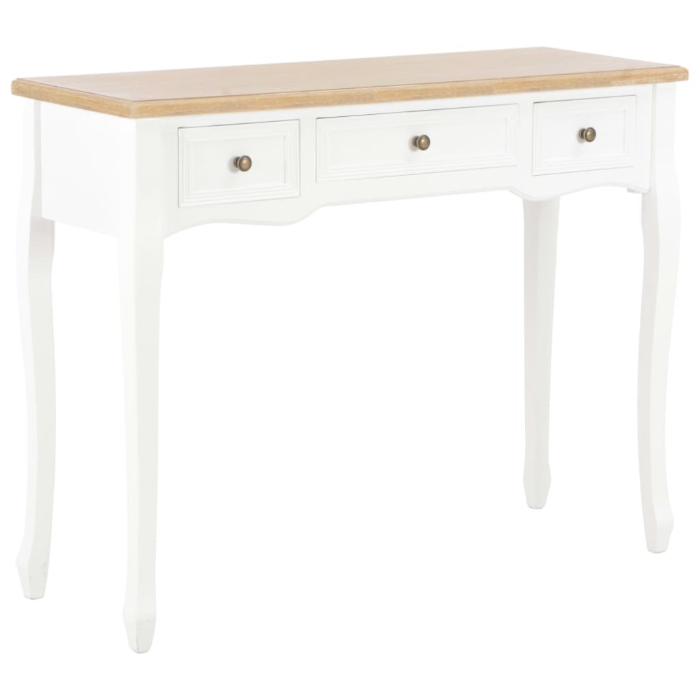 280044 vidaXL Dressing Console Table with 3 Drawers White 100x35x78cm