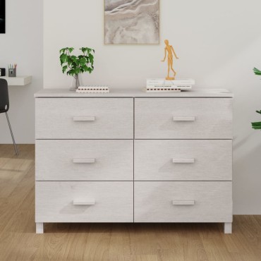 vidaXL Συρταριέρα HAMAR Λευκό 113x40x80cm από Μασίφ Ξύλο Πεύκου 1 τεμ.