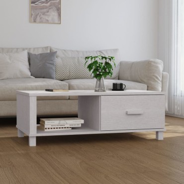 vidaXL Τραπεζάκι Σαλονιού HAMAR Λευκό 100x55x35cm Μασίφ Ξύλο Πεύκου 1 τεμ.