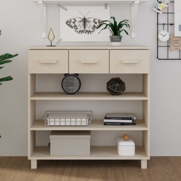 vidaXL Τραπέζι Κονσόλα HAMAR Μελί 90x35x90cm Μασίφ Ξύλο Πεύκου 1 τεμ.