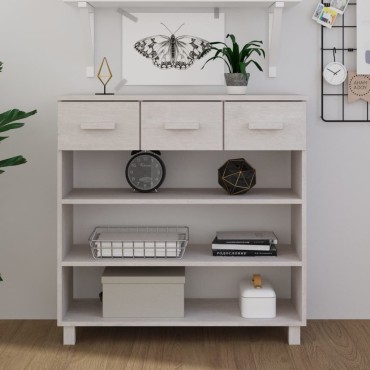 vidaXL Τραπέζι Κονσόλα HAMAR Λευκό 90x35x90cm Μασίφ Ξύλο Πεύκου 1 τεμ.