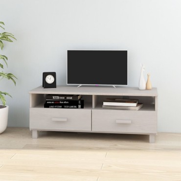 vidaXL Έπιπλο Τηλεόρασης HAMAR Λευκό 106x40x80cm Μασίφ Ξύλο Πεύκου