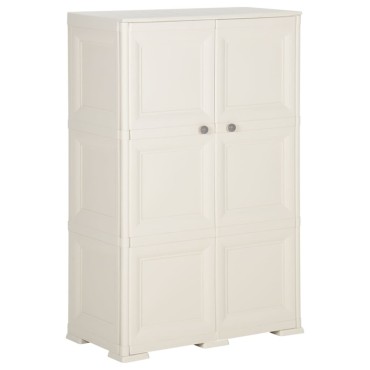 vidaXL Πλαστικό Ντουλάπι Κρεμ Ανοιχτό 79x43x125cm με Σχέδιο Ξύλου 1 τεμ.