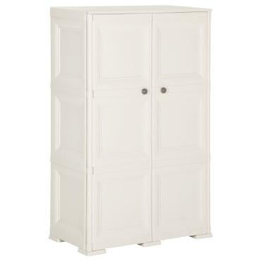 vidaXL Πλαστικό Ντουλάπι Angora Λευκό 79x43x125cm με Σχέδιο Ξύλου 1 τεμ.