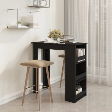 vidaXL Τραπέζι Μπαρ με Ράφια Μαύρο 102x50x103,5cm Επεξ. Ξύλο 1 τεμ.