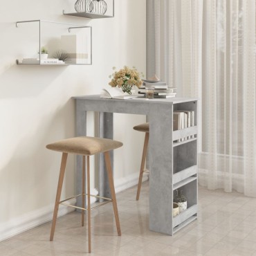 vidaXL Τραπέζι Μπαρ με Ράφια Γκρι Σκυροδ. 102x50x103,5cm Επεξ. Ξύλο 1 τεμ.