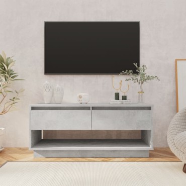 vidaXL Έπιπλο Τηλεόρασης Γκρι Σκυροδέματος 102x41x44cm Επεξ. Ξύλο