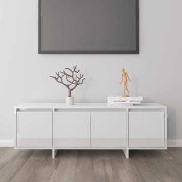 vidaXL Έπιπλο Τηλεόρασης Γυαλ. Λευκό 120x30x40,5cm Επεξ. Ξύλο
