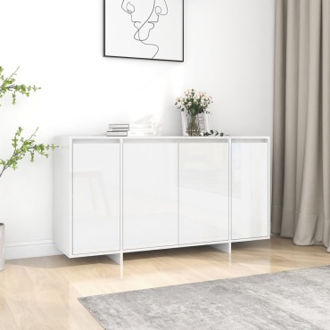 vidaXL Ραφιέρα Γυαλιστερή Λευκή 135x41x75cm από Επεξεργ. Ξύλο 1 τεμ.