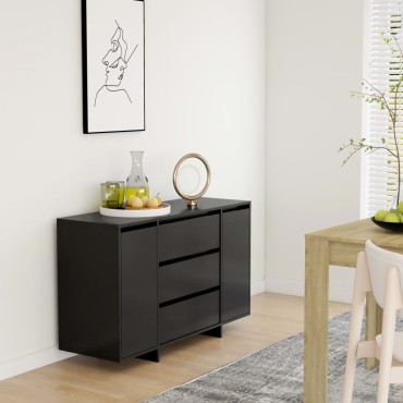 vidaXL Συρταριέρα με 3 Συρτάρια Μαύρη 120x41x75cm από Επεξ. Ξύλο 1 τεμ.