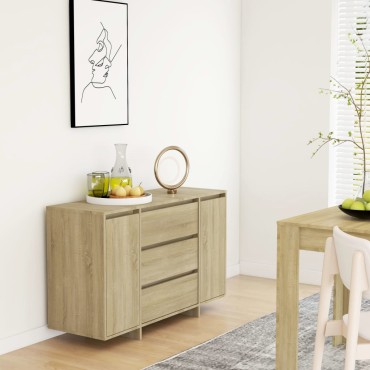 vidaXL Συρταριέρα με 3 Συρτάρια Sonoma Δρυς 120x41x75cm Επεξ. Ξύλο 1 τεμ.