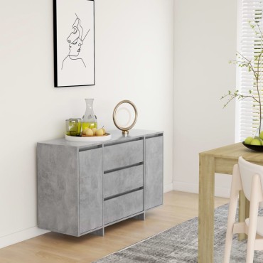 vidaXL Συρταριέρα με 3 Συρτάρια Γκρι Σκυρ. 120x41x75cm Επεξ. Ξύλο 1 τεμ.