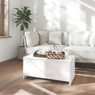 vidaXL Τραπεζάκι Σαλονιού Γυαλ. Λευκό 90x50x41,5cm Επεξεργ. Ξύλο 1 τεμ.