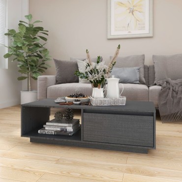 vidaXL Τραπεζάκι Σαλονιού Γκρι 110x50x33,5cm από Μασίφ Ξύλο Πεύκου 1 τεμ.