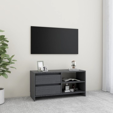 vidaXL Έπιπλο Τηλεόρασης Γκρι 80x31x39cm από Μασίφ Ξύλο Πεύκου