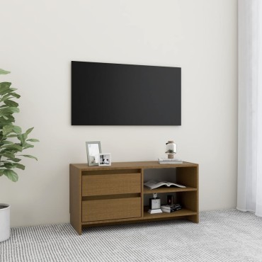 vidaXL Έπιπλο Τηλεόρασης Μελί 80x31x39cm από Μασίφ Ξύλο Πεύκου