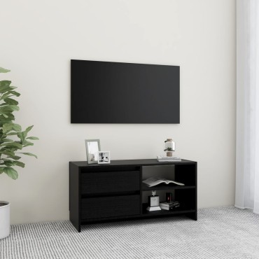 vidaXL Έπιπλο Τηλεόρασης Μαύρο 80x31x39cm από Μασίφ Ξύλο Πεύκου