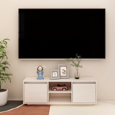vidaXL Έπιπλο Τηλεόρασης 110x30x40cm από Μασίφ Ξύλο Πεύκου