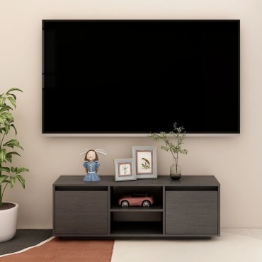 vidaXL Έπιπλο Τηλεόρασης Γκρι 110x30x40cm από Μασίφ Ξύλο Πεύκου