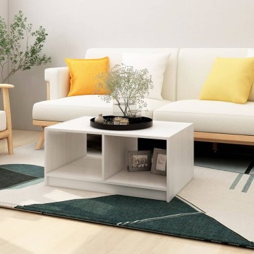 vidaXL Τραπεζάκι Σαλονιού Λευκό 75x50x33,5cm από Μασίφ Ξύλο Πεύκου 1 τεμ.