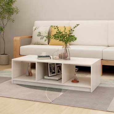 vidaXL Τραπεζάκι Σαλονιού Λευκό 110x50x34cm από Μασίφ Ξύλο Πεύκου 1 τεμ.