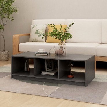vidaXL Τραπεζάκι Σαλονιού Γκρι 110x50x34cm από Μασίφ Ξύλο Πεύκου 1 τεμ.