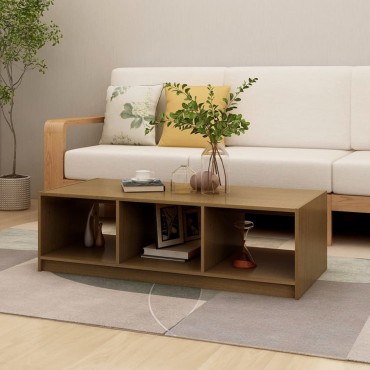 vidaXL Τραπεζάκι Σαλονιού Καφέ Μελί 110x50x34cm από Μασίφ Ξύλο Πεύκου 1 τεμ.