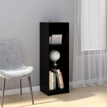 vidaXL Βιβλιοθήκη/Διαχωρ. Χώρου Μαύρο 36x33x110cm Μασίφ Ξύλο Πεύκου 1 τεμ.