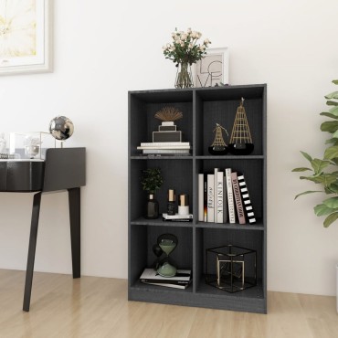 vidaXL Βιβλιοθήκη Γκρι 70x33x110cm από Μασίφ Ξύλο Πεύκου 1 τεμ.