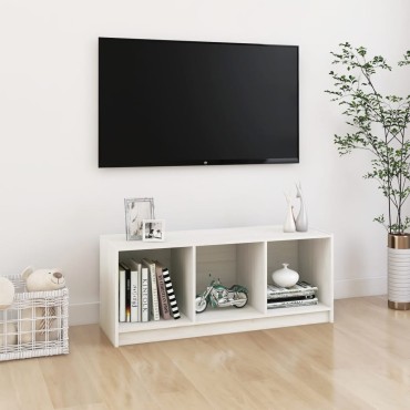 vidaXL Έπιπλο Τηλεόρασης Λευκό 104x33x41cm από Μασίφ Ξύλο Πεύκου