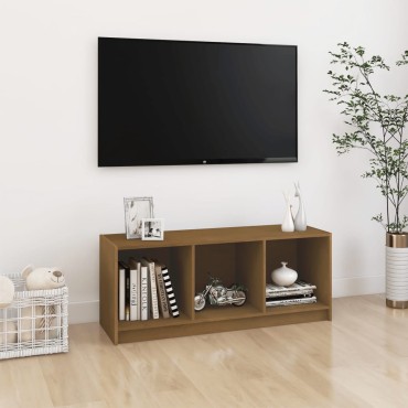 vidaXL Έπιπλο Τηλεόρασης Καφέ Μελί 104x33x41cm από Μασίφ Ξύλο Πεύκου