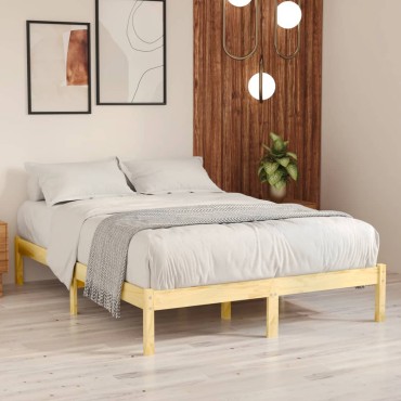 vidaXL Πλαίσιο Κρεβατιού 120x190cm από Μασίφ Ξύλο Small Double 1 τεμ. - Μονό