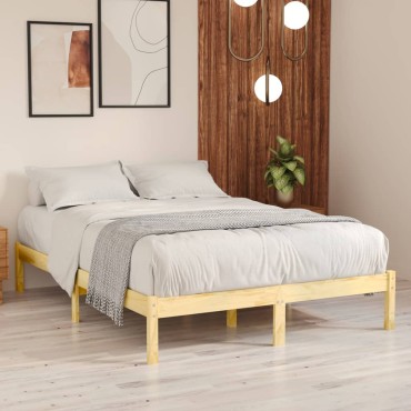 vidaXL Πλαίσιο Κρεβατιού 140x190cm από Μασίφ Ξύλο Πεύκου 1 τεμ. - Μονό