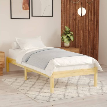 vidaXL Πλαίσιο Κρεβατιού 90x200cm από Μασίφ Ξύλο Πεύκου 1 τεμ. - Μονό