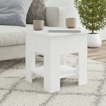vidaXL Τραπεζάκι Σαλονιού Γυαλ. Λευκό 40x40x42cm Επεξεργ. Ξύλο 1 τεμ.