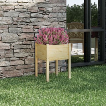 vidaXL Ζαρντινιέρα Λευκή 50 x 50 x 70 εκ. από Μασίφ Ξύλο Πεύκου