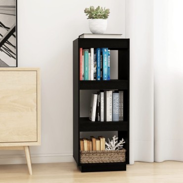 vidaXL Βιβλιοθήκη/Διαχωρ. Χώρου Μαύρο 40x35x103cm Μασίφ Ξύλο Πεύκου 1 τεμ.
