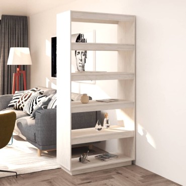 vidaXL Βιβλιοθήκη/Διαχωρ. Χώρου Λευκό 80x35x167cm Μασίφ Ξύλο Πεύκου 1 τεμ.