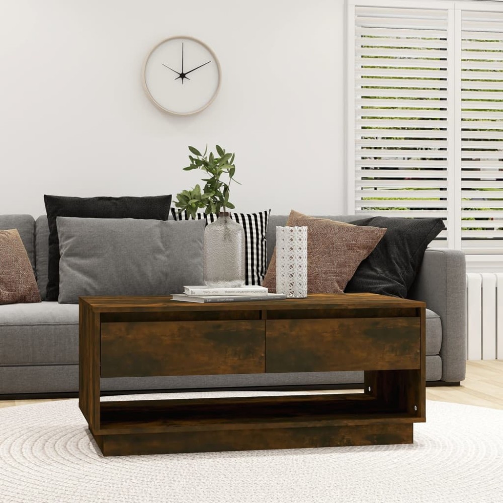 vidaXL Τραπεζάκι Σαλονιού Καπνιστή Δρυς 102,5x55x44cm Επεξ. Ξύλο 1 τεμ.