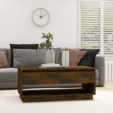 vidaXL Τραπεζάκι Σαλονιού Καπνιστή Δρυς 102,5x55x44cm Επεξ. Ξύλο 1 τεμ.