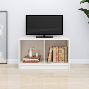 vidaXL Έπιπλο Τηλεόρασης Λευκό 70x33x42cm από Μασίφ Ξύλο Πεύκου