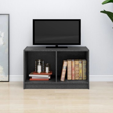 vidaXL Έπιπλο Τηλεόρασης Γκρι 70x33x42cm από Μασίφ Ξύλο Πεύκου